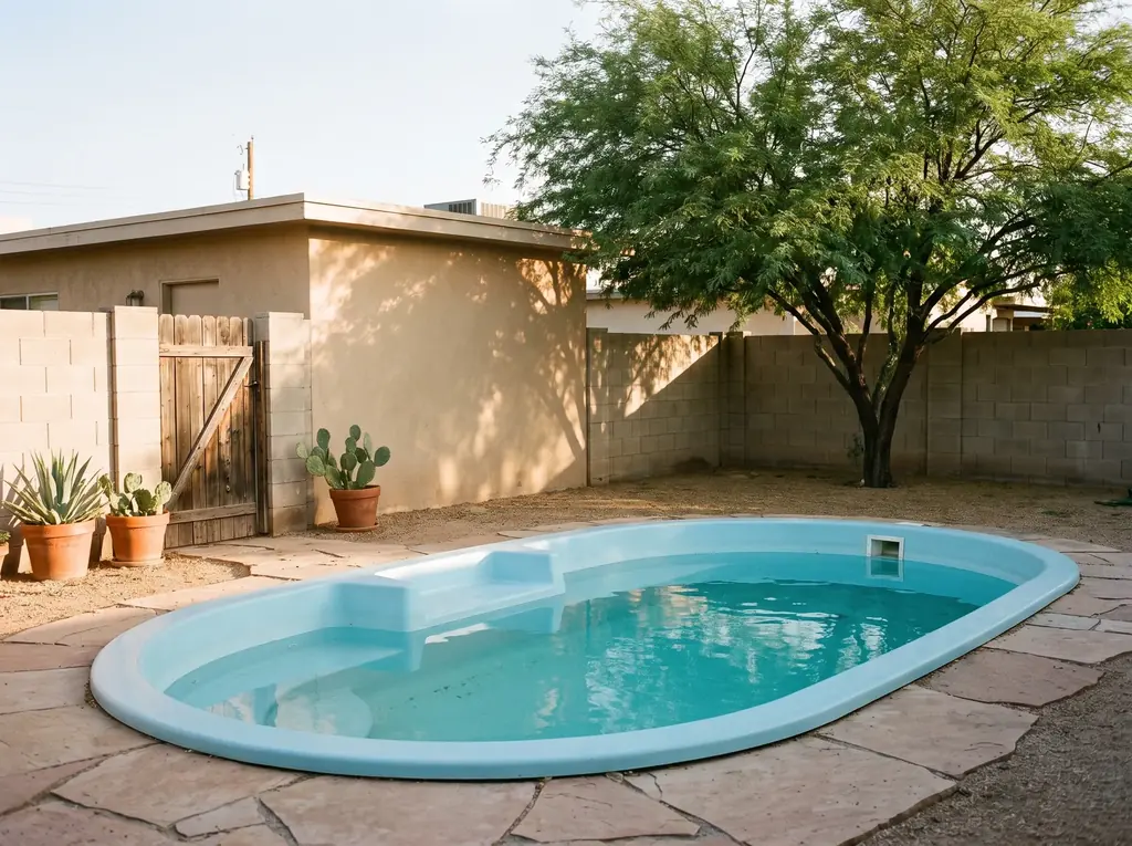 Central Tucson block home with a small back yard pool and a narrow side gate