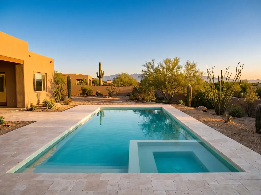 Vail home with a back yard pool on a large desert lot