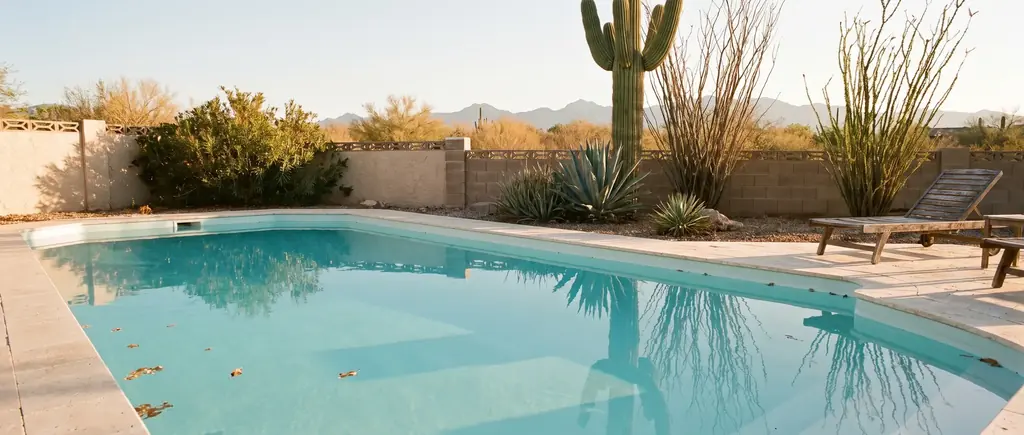 Freshly refinished fiberglass pool with a glossy surface